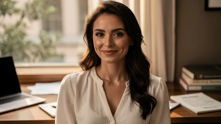 Portrait hyperréaliste femme 34 ans souriant avec fossettes naturelles article Dimple's avis tranché