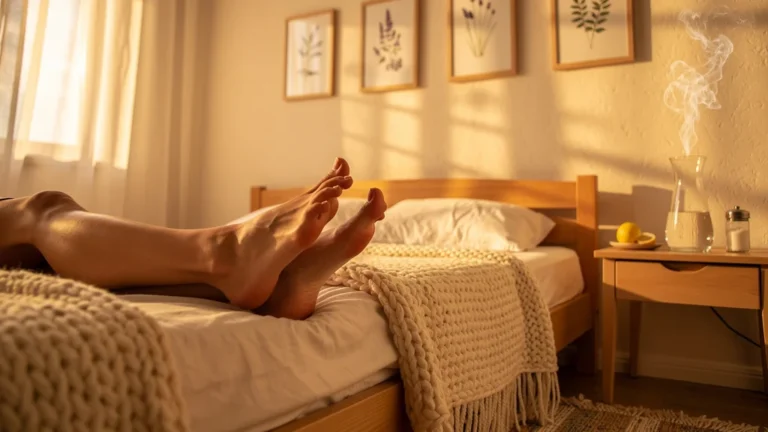 Chevilles féminines en bonne santé après réduction du sel du soir, ambiance naturelle et apaisante