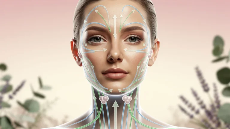 Schéma détaillé du drainage lymphatique visage féminin pour efficacité beauté naturelle en 4 semaines